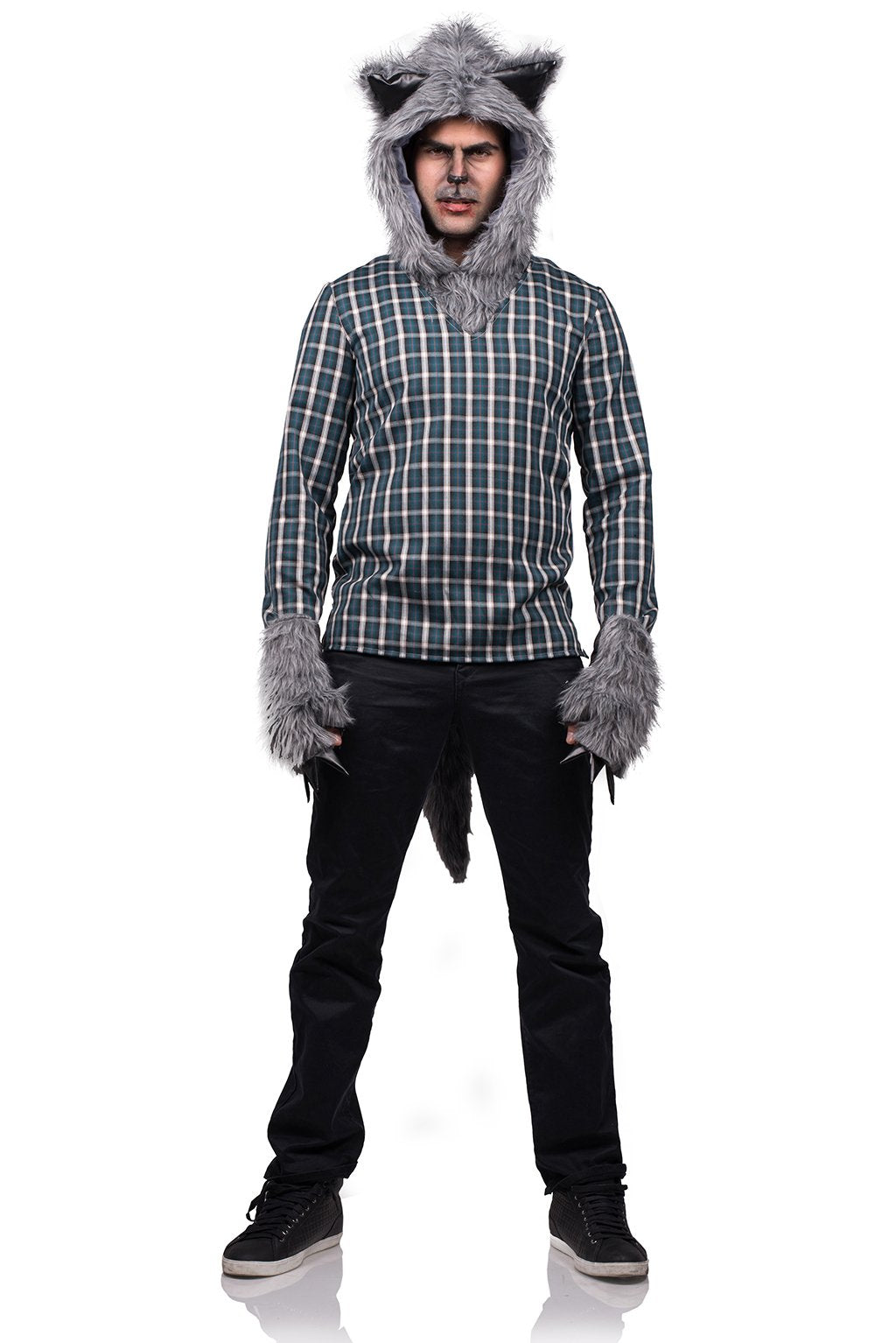 Werewolf Accessory Adult Hood, Gloves and Tail Kit Adult by HalloweenStore.com