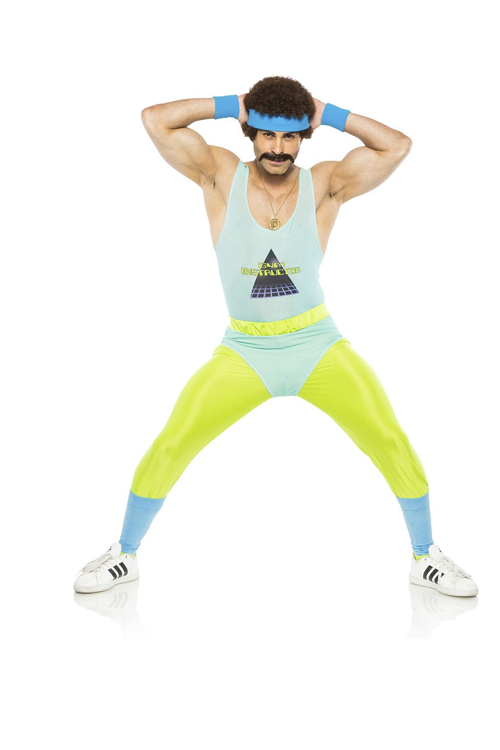 Aerobics Workout Gym Instructor Leotard Mr Energizer Costume Size S/M by HalloweenStore.com