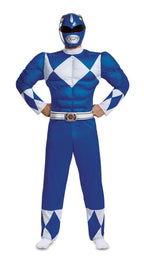 Blue Ranger Power Rangers Classic Deluxe Adult Costume XL 42-46 by HalloweenStore.com