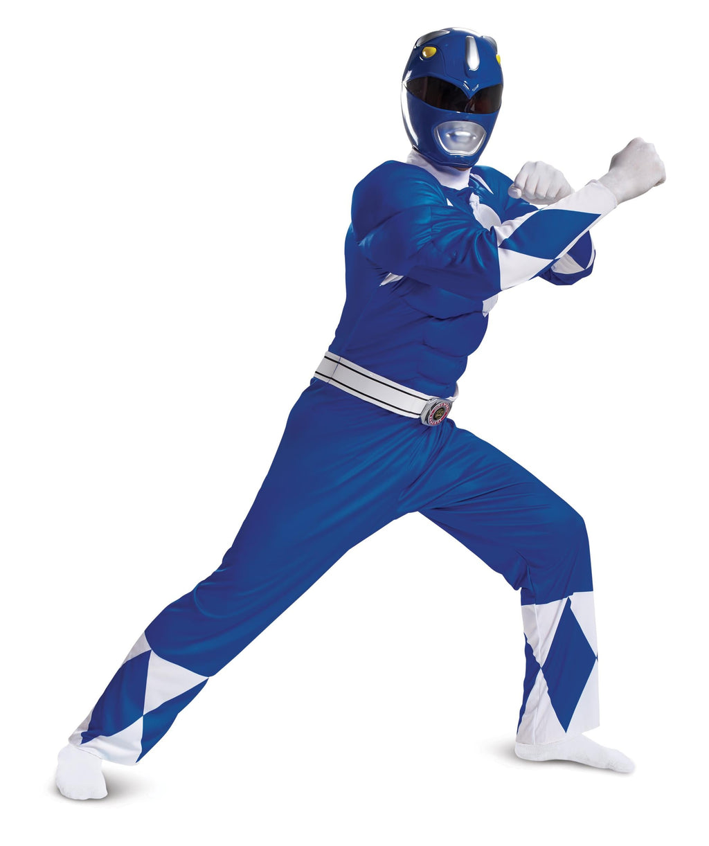 Blue Ranger Power Rangers Classic Deluxe Adult Costume XL 42-46 by HalloweenStore.com