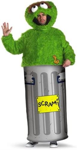 Oscar The Grouch Trash Can Sesame Street Deluxe Adult Costume X-Large 42-46 by HalloweenStore.com