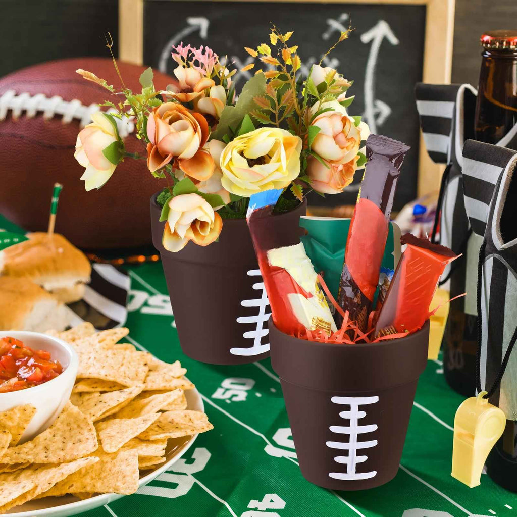 Set of 9 Football-Themed Centerpieces, 4-Inch Vases for Rugby Flowers, Perfect for Sports-Themed Birthday Parties And Home Decorations