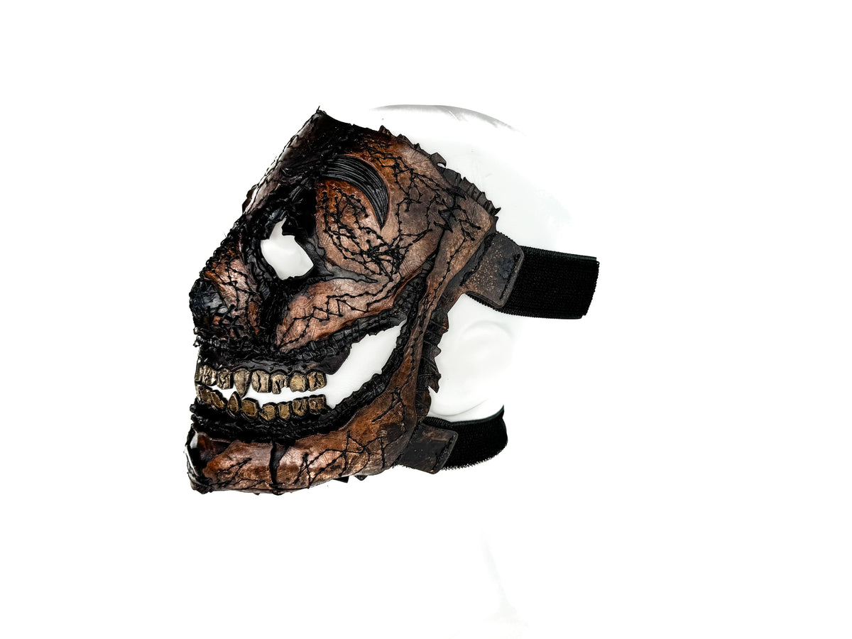 Genuine Leather Mask - GigaMyme Leatherface Edition - Handmade Mime Full Face Cover for Halloween, Performance or Cosplay Costume by Rockwell Masks