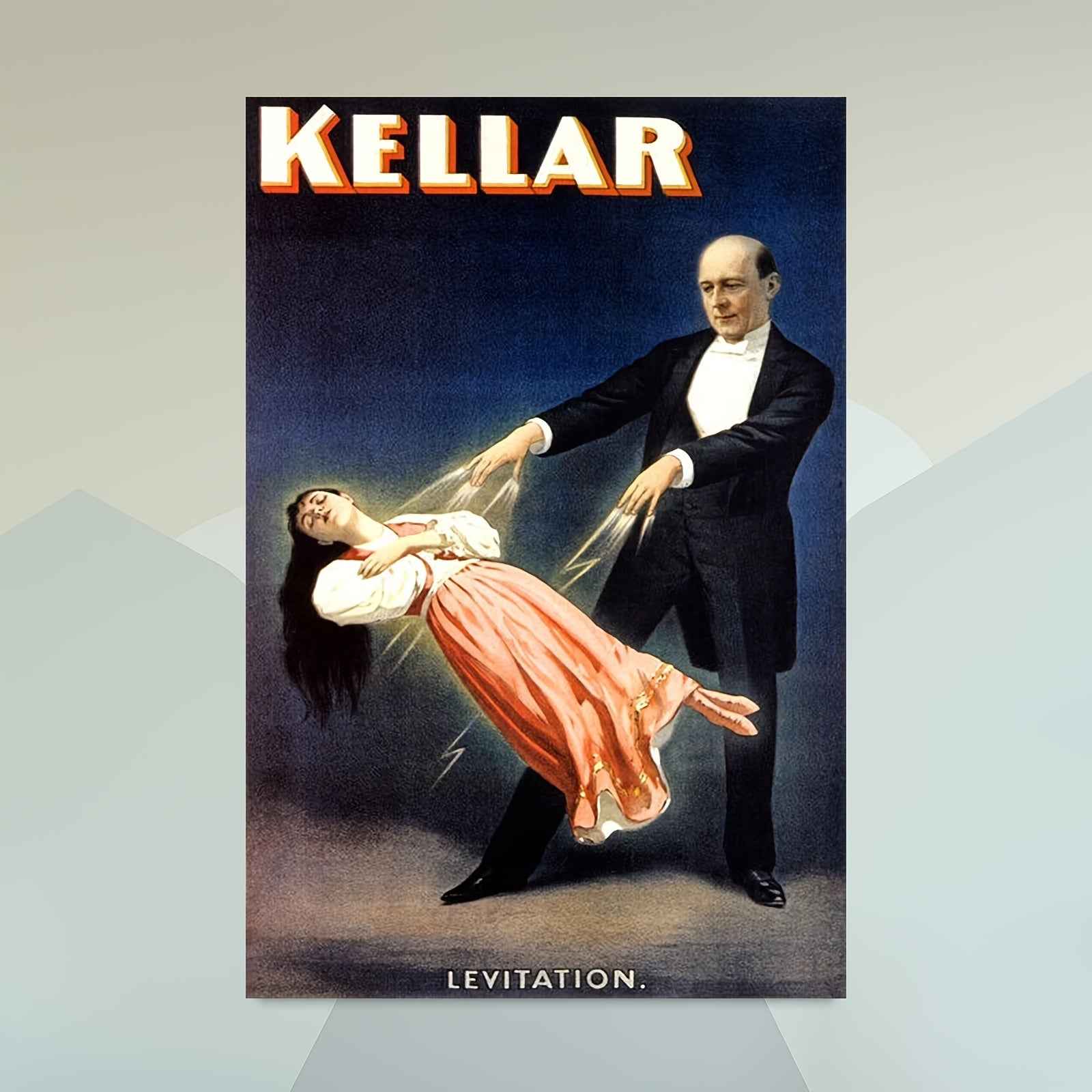 2D Flat, 2D Flat, 1pc a Vintage Magic Poster Featuring The Harry Kellar Levitation Illusion, Reproduced on Premium Canvas. This 12X18 Inch Artwork Is Perfect for Home Theaters, Performance Spaces, And As Gifts for Magic Lovers
