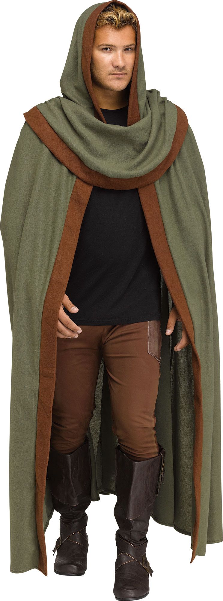 Woodland Warrior Robin Hood Cloak Adult Green Medieval Cape by HalloweenStore.com