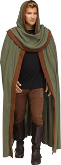 Woodland Warrior Robin Hood Cloak Adult Green Medieval Cape by HalloweenStore.com