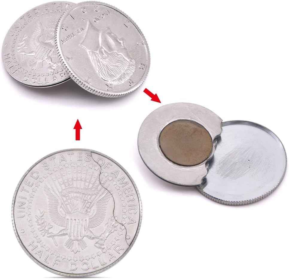 Super Flipper Coin Magic Props Copy Coin Magic Tricks Funny Trick for Professional Magicians Butterfly Coins Magic Accessories Mental Illusion Gimmick (Half Dollar Version)
