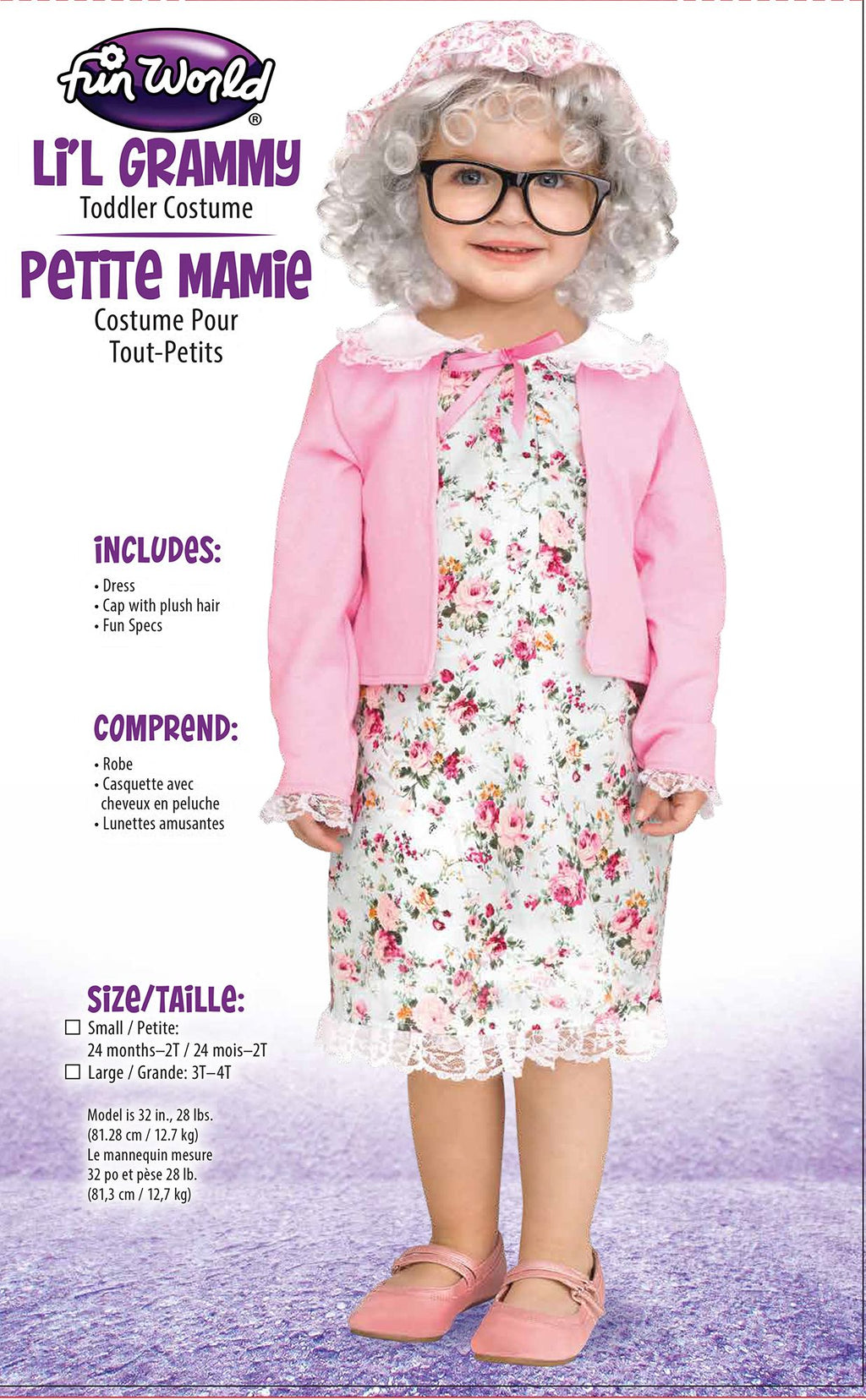 Lil Grammy Old Lady 100 Years of School Grandma Toddler Costume Size Large 3T-4T by HalloweenStore.com