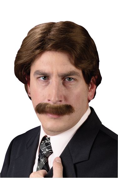 70's News Anchor Wig and Mustache Anchorman Ron Burgundy by HalloweenStore.com