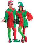 Red and Green Elegant Elf Set Christmas Santa Helper Adult Unisex Costume by HalloweenStore.com
