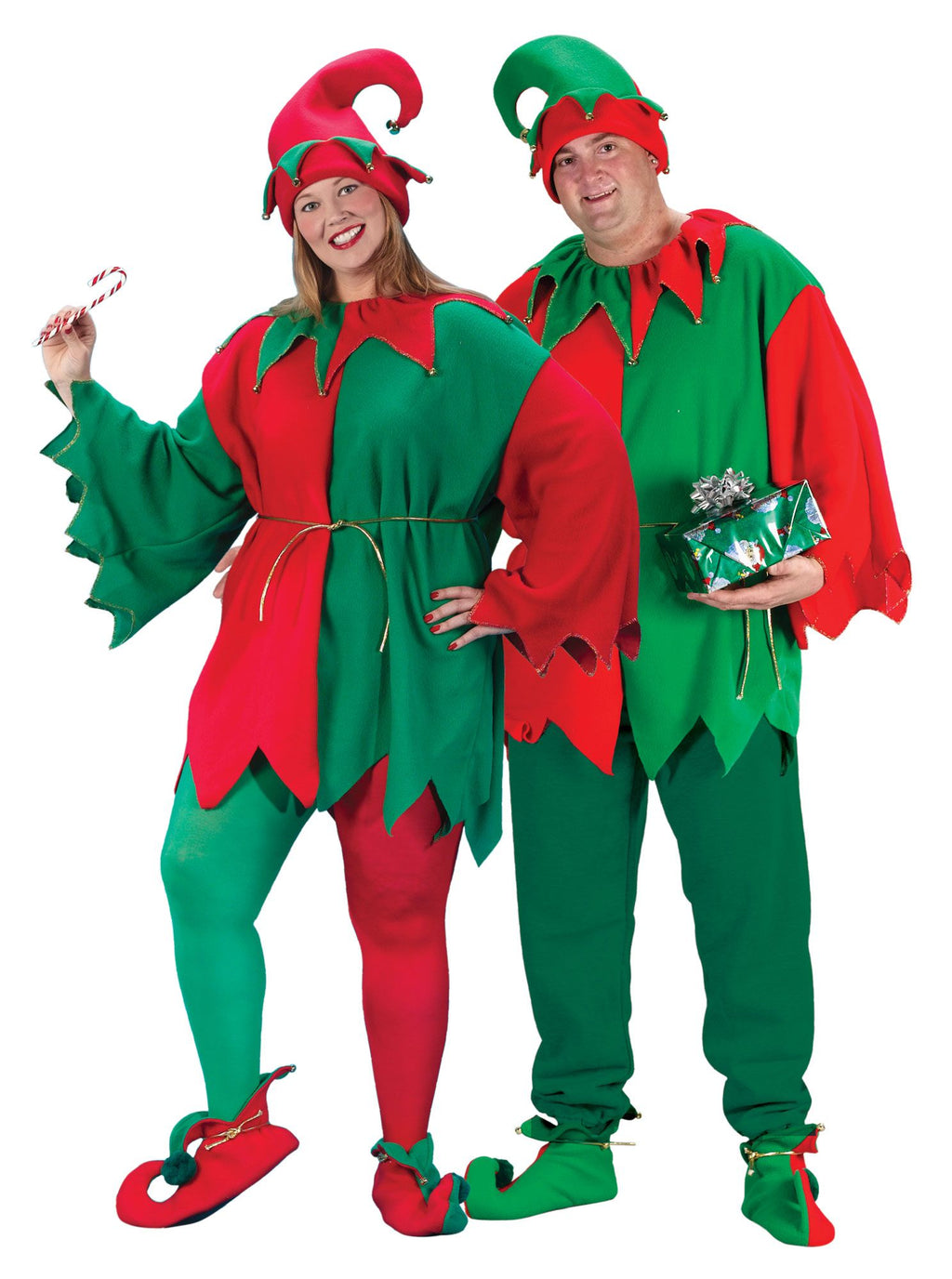 Red and Green Elegant Elf Set Christmas Santa Helper Adult Plus Size Costume by HalloweenStore.com