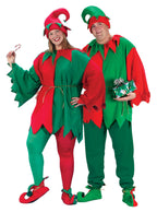 Red and Green Elegant Elf Set Christmas Santa Helper Adult Plus Size Costume by HalloweenStore.com