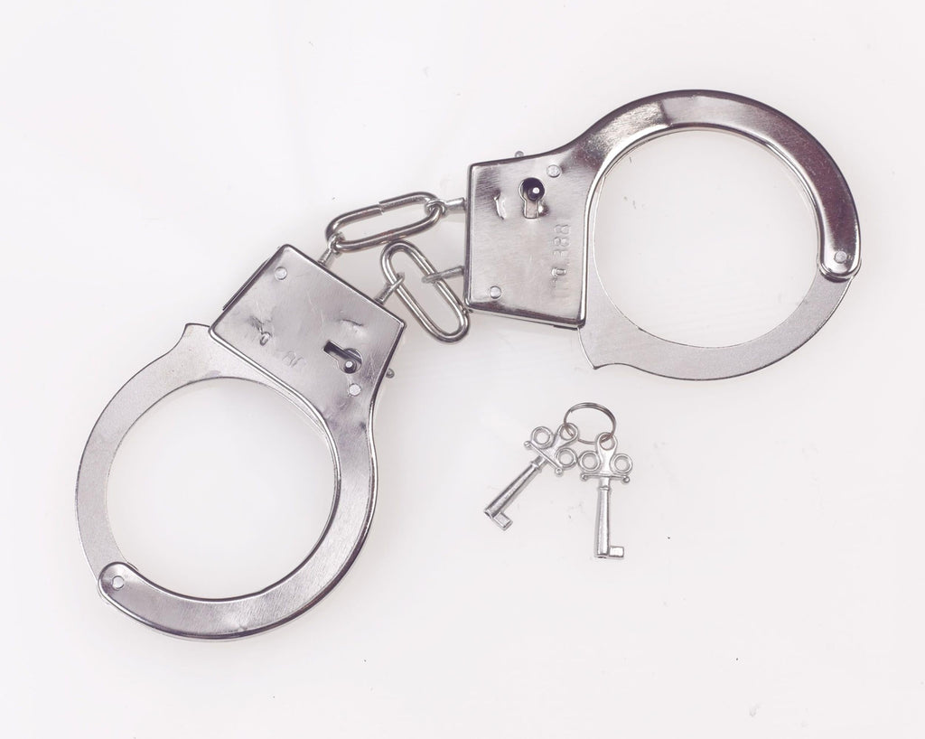 Metal Handcuffs Fake Costume Accessory with Keys by HalloweenStore.com