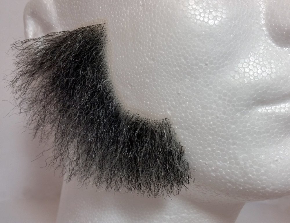 Dark Grey 100% Human Hair European Character Elegant Mutton Chop Sideburns 2019 by HalloweenStore.com