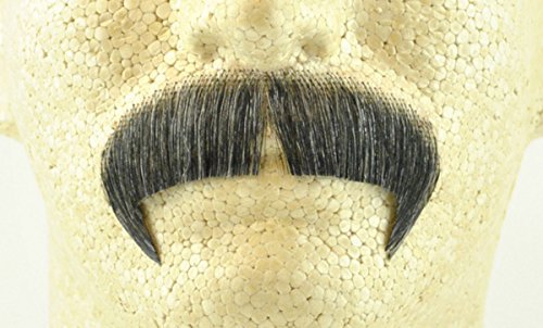 Dark Grey 100% Human Hair European Character Elegant Handlebar Mustache 2028 by HalloweenStore.com