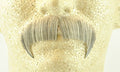 Light Grey 100% Human Hair European Character Elegant Handlebar Mustache 2028 by HalloweenStore.com