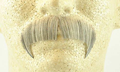 Light Grey 100% Human Hair European Character Elegant Handlebar Mustache 2028 by HalloweenStore.com