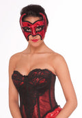 Red Devil Masquerade Venetian Mask by HalloweenStore.com