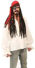 Pirate Dreads with Red Headscarf Adult Black Wig by HalloweenStore.com