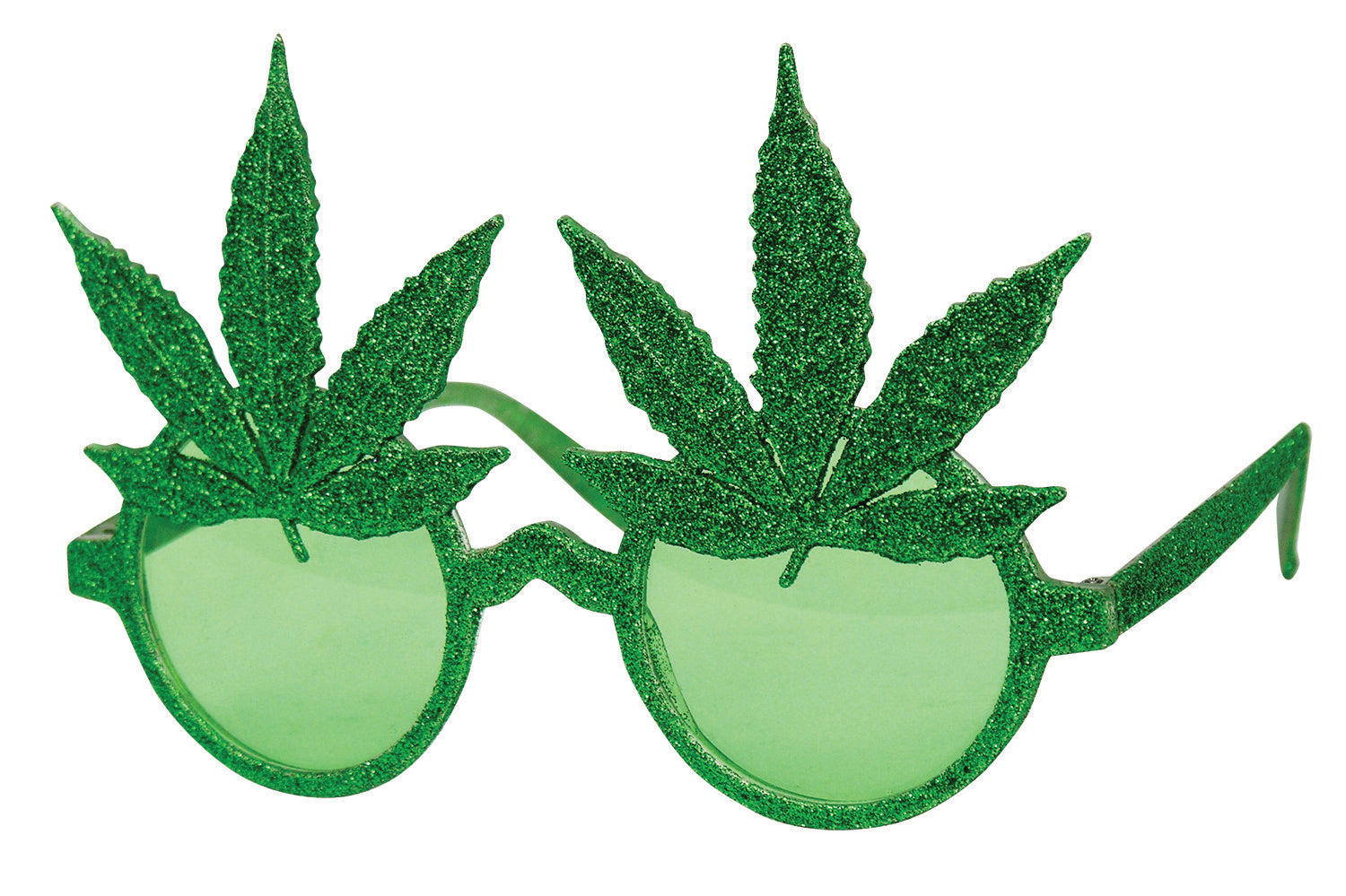 Hippie Cannabis Glasses Green Leaf Sunglasses Costume Glasses by HalloweenStore.com