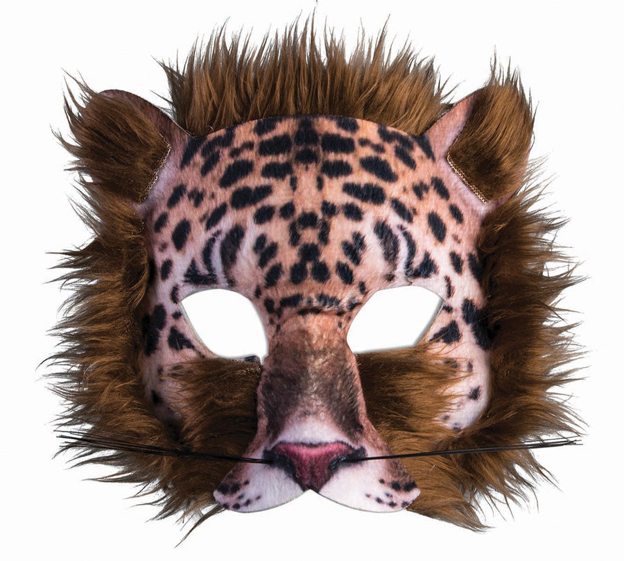 Leopard Mask 3D Screen Print Realistic Look Soft Face Mask Fur Adult Or Child by HalloweenStore.com