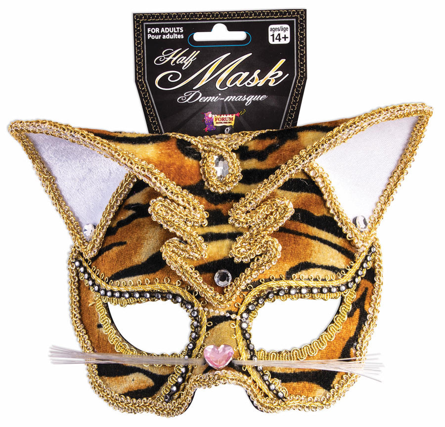 Tiger Deluxe Cat Masquerade Venetian Mask by HalloweenStore.com