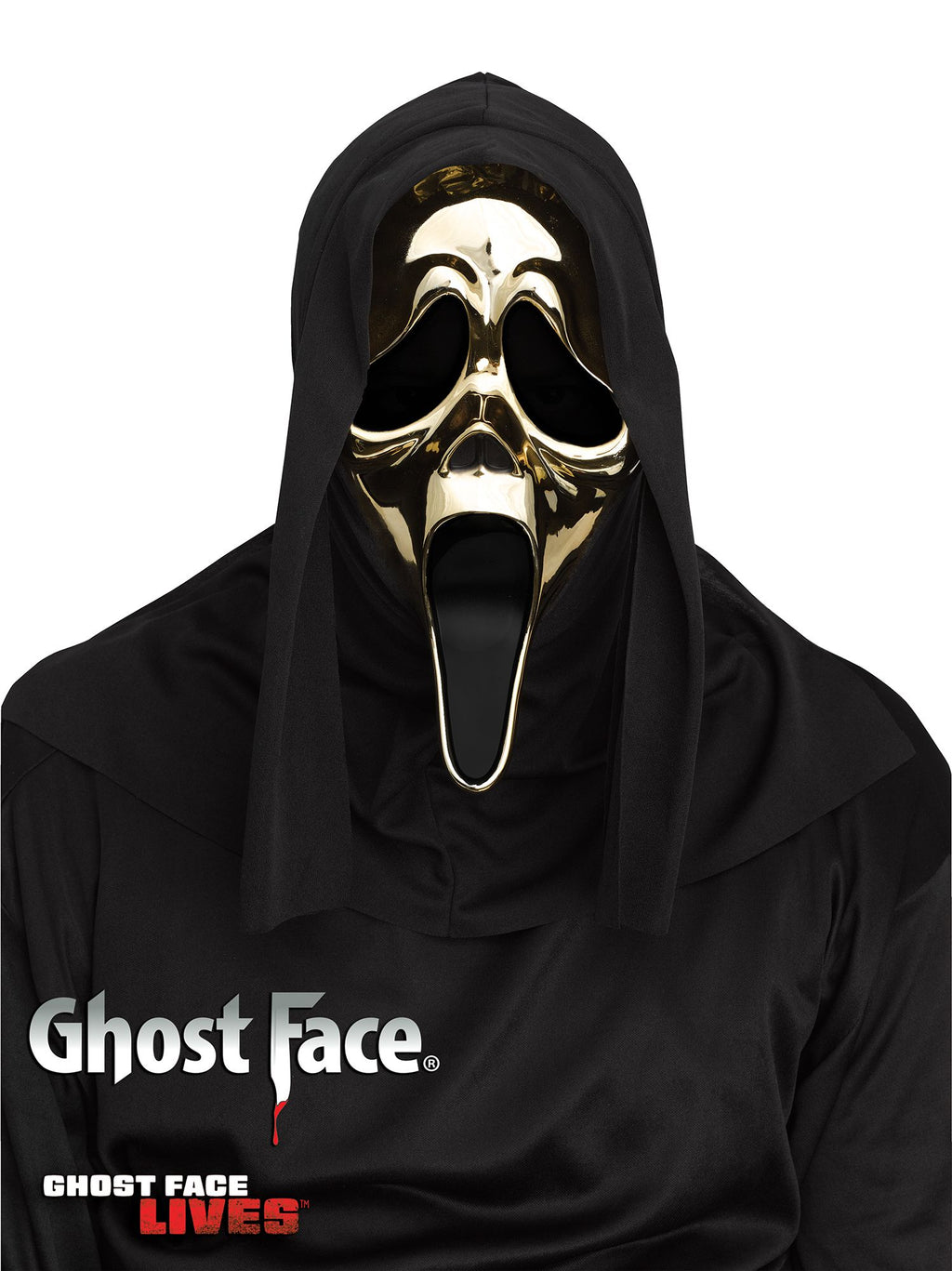 Fun World Scream Ghost Face Golden Metallic Character Costume Mask by HalloweenStore.com