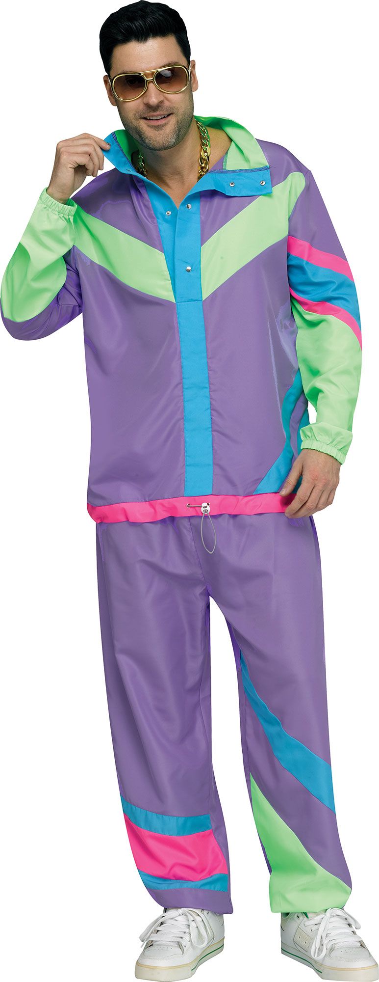 Hip 80's Retro Sweat Track Suit Adult Mens Costume Plus Size by HalloweenStore.com