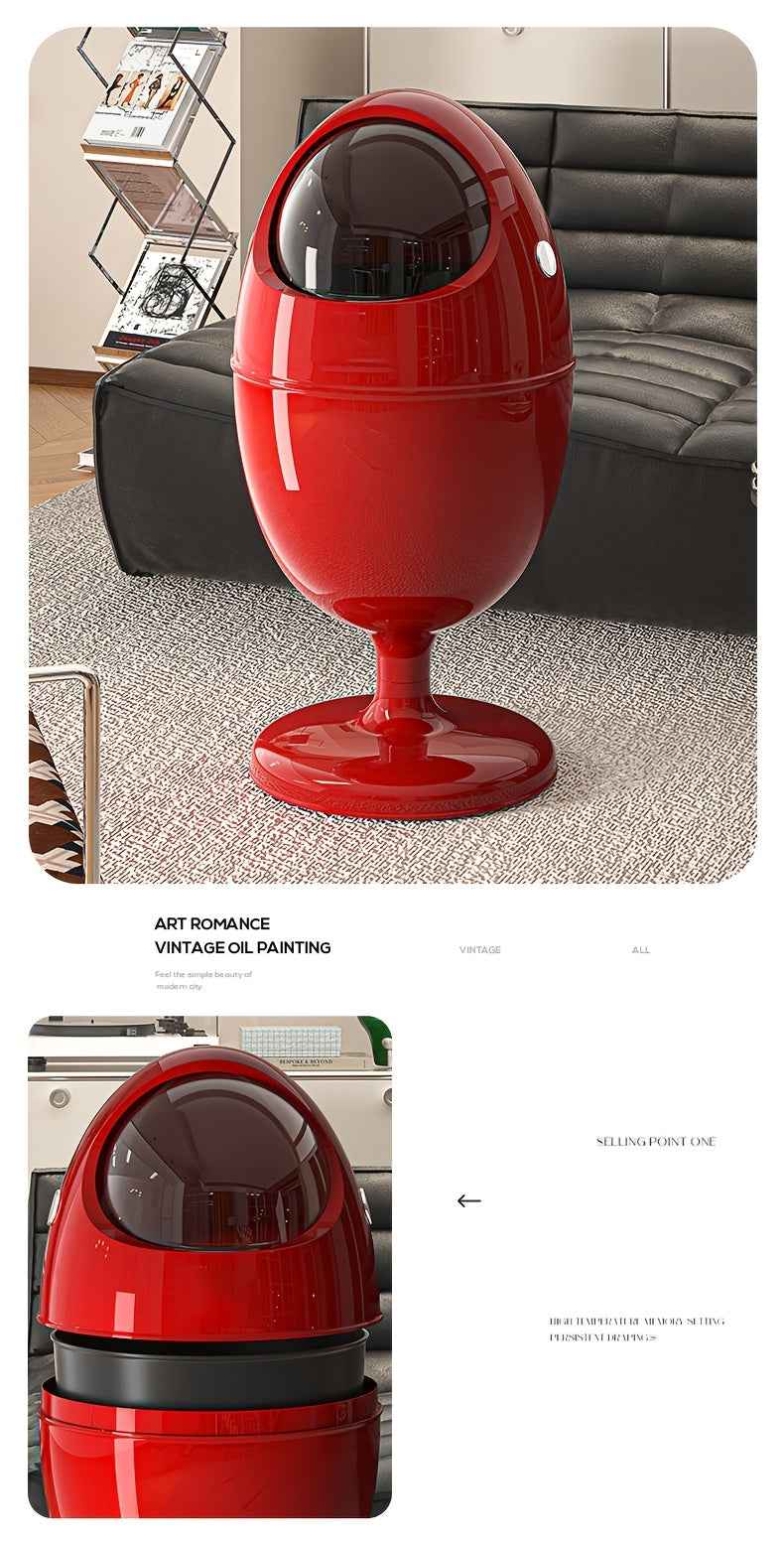 Modern And Elegant Dinosaur Egg Trash Can with High Appearance, Featuring Double-Bucket Design And Large-Capacity Oval Wheeled Trash Can with Lid