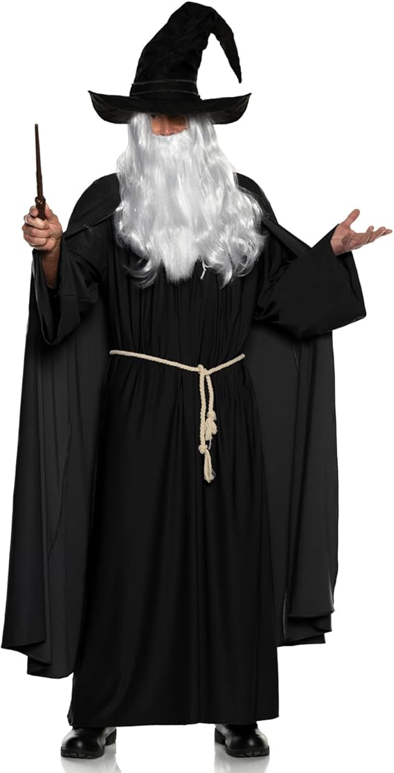 Men's Black Warlock Renaissance Wizard Adult Costume by HalloweenStore.com