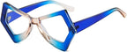 Vintage Polygon Irregular Cat Eye Adult Clear Blue Light Blocking Glasses by HalloweenStore.com