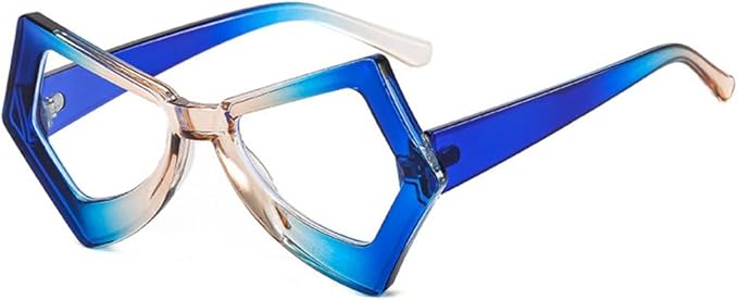 Vintage Polygon Irregular Cat Eye Adult Clear Blue Light Blocking Glasses by HalloweenStore.com