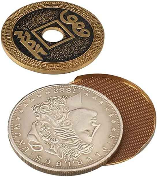 ZQION Digital Dissolve (Morgan Version) Magic Tricks Coin Visually Change Magic Close Up Magic Coins Gimmick Magic Mentalism