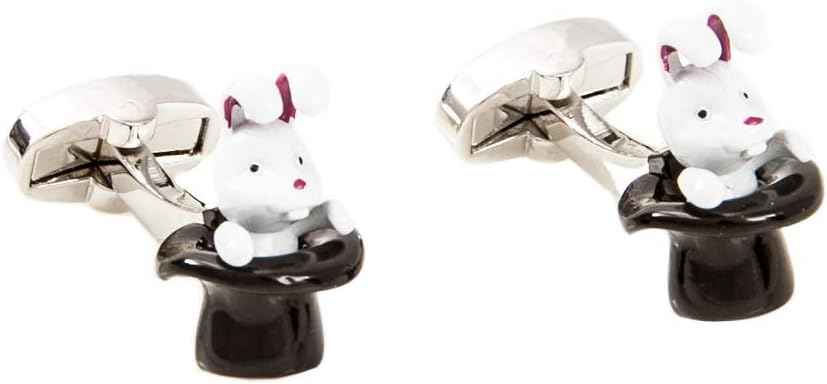 MRCUFF Magician Rabbit out of a Hat Magic Pair Cufflinks in a Presentation Gift Box &amp; Polishing Cloth