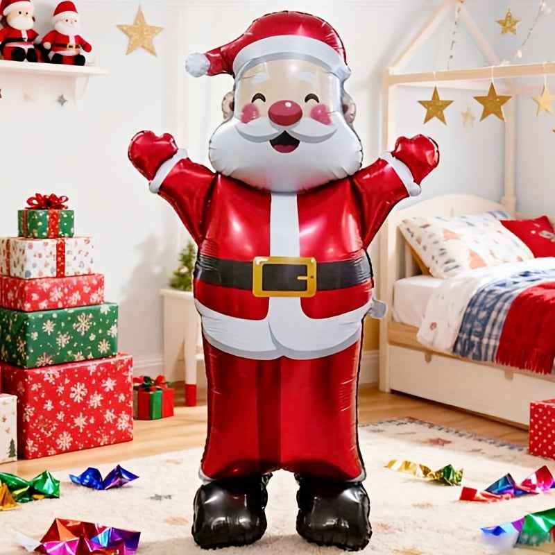 70-Inch Standing Santa Claus Foil Balloon - Festive Christmas Decor for Indoor Holiday Atmosphere