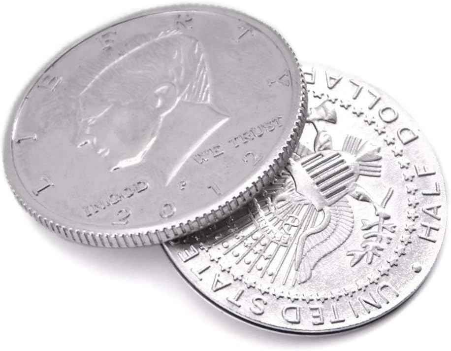 Super Flipper Coin Magic Props Copy Coin Magic Tricks Funny Trick for Professional Magicians Butterfly Coins Magic Accessories Mental Illusion Gimmick (Half Dollar Version)