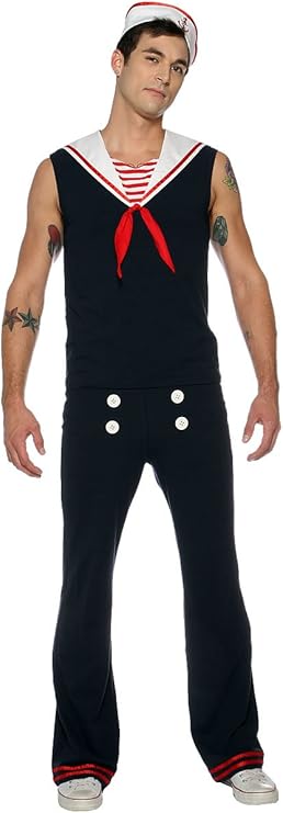 Retro Sailor White Seaman Adult Navy Military Costume Small by HalloweenStore.com