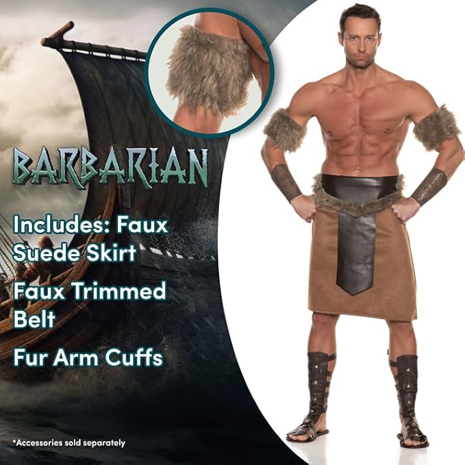 Men's Barbarian Cave Man Adult Costume Rugged Warrior by HalloweenStore.com