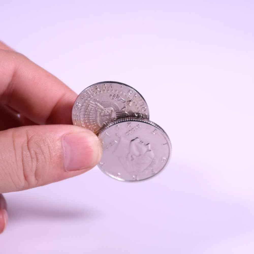 Super Flipper Coin Magic Props Copy Coin Magic Tricks Funny Trick for Professional Magicians Butterfly Coins Magic Accessories Mental Illusion Gimmick (Half Dollar Version)