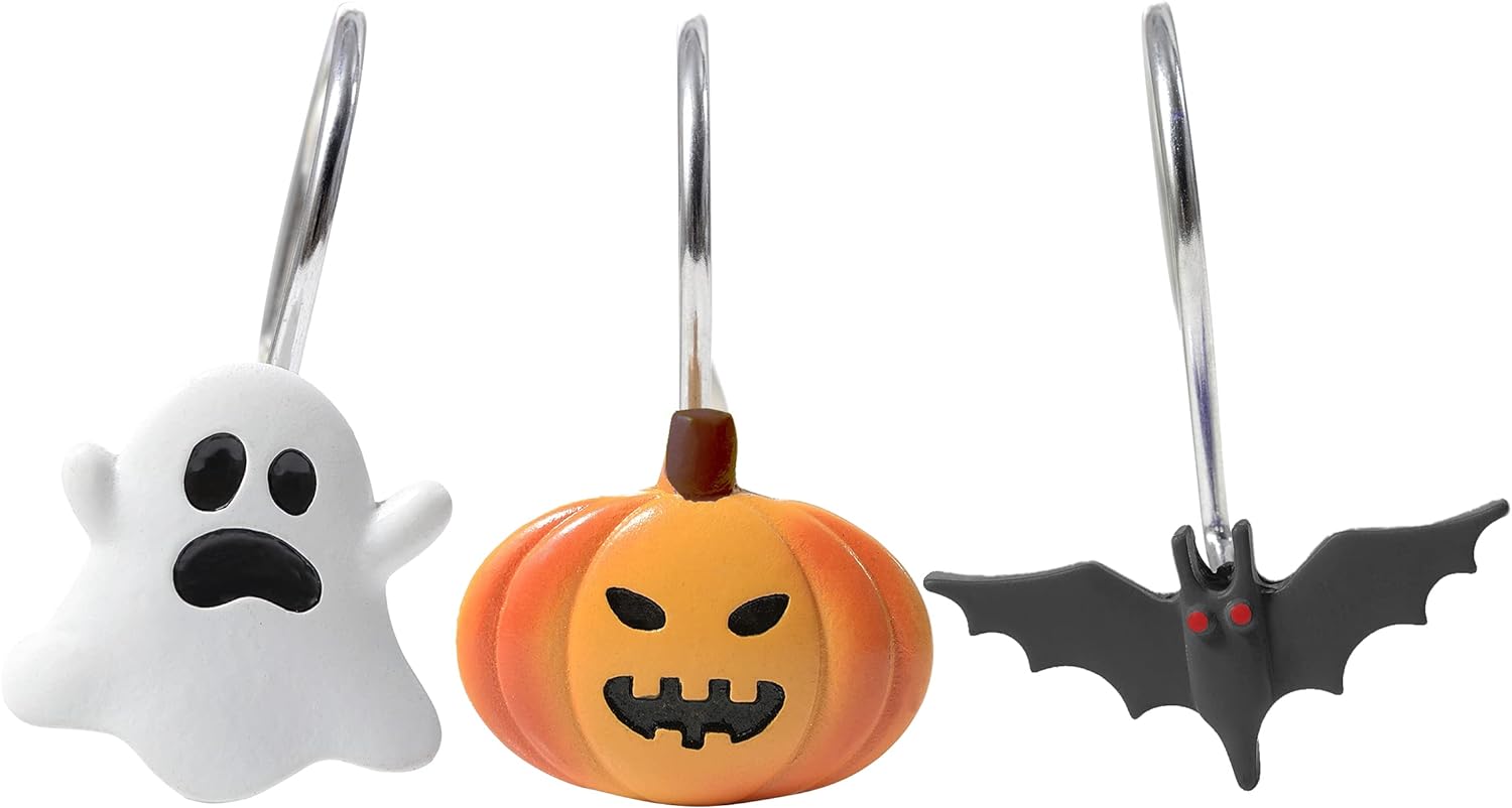 Ghost - Pumpkin - Bat Shower Hooks Bathroom Halloween Decor by HalloweenStore.com