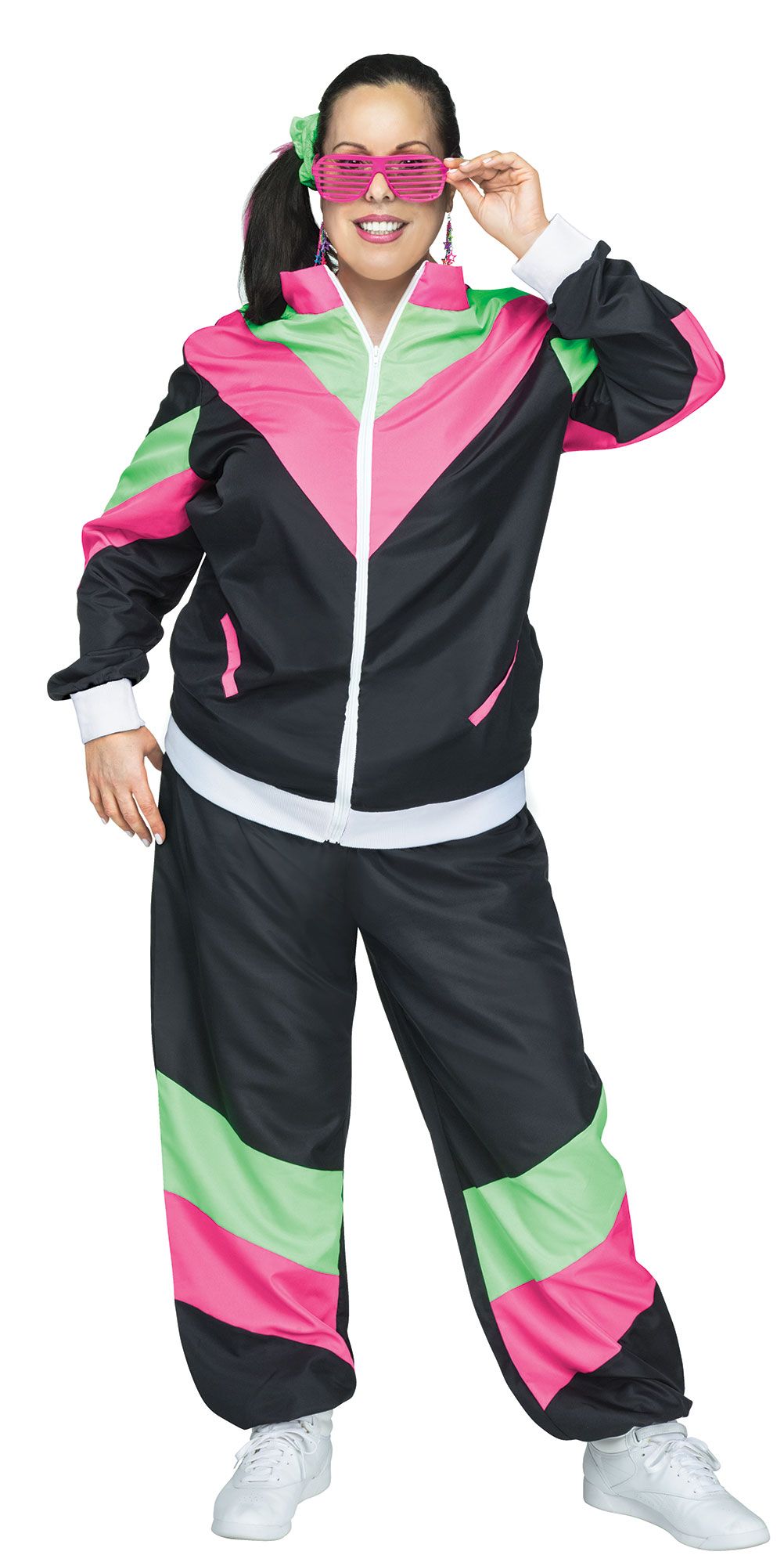 80's Track Sweat Suit Adult Costume 2X 22-24 by HalloweenStore.com