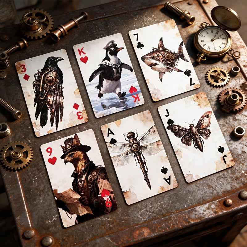 Vintage Punk Playing Cards 55 Patterns Are Not Repeated Each Thickened Paper Shuffles Y Easy to Carry Suitable for Family Gatherings Party Supplies Beautiful Artwork Board Game Cards for Adults and Friends