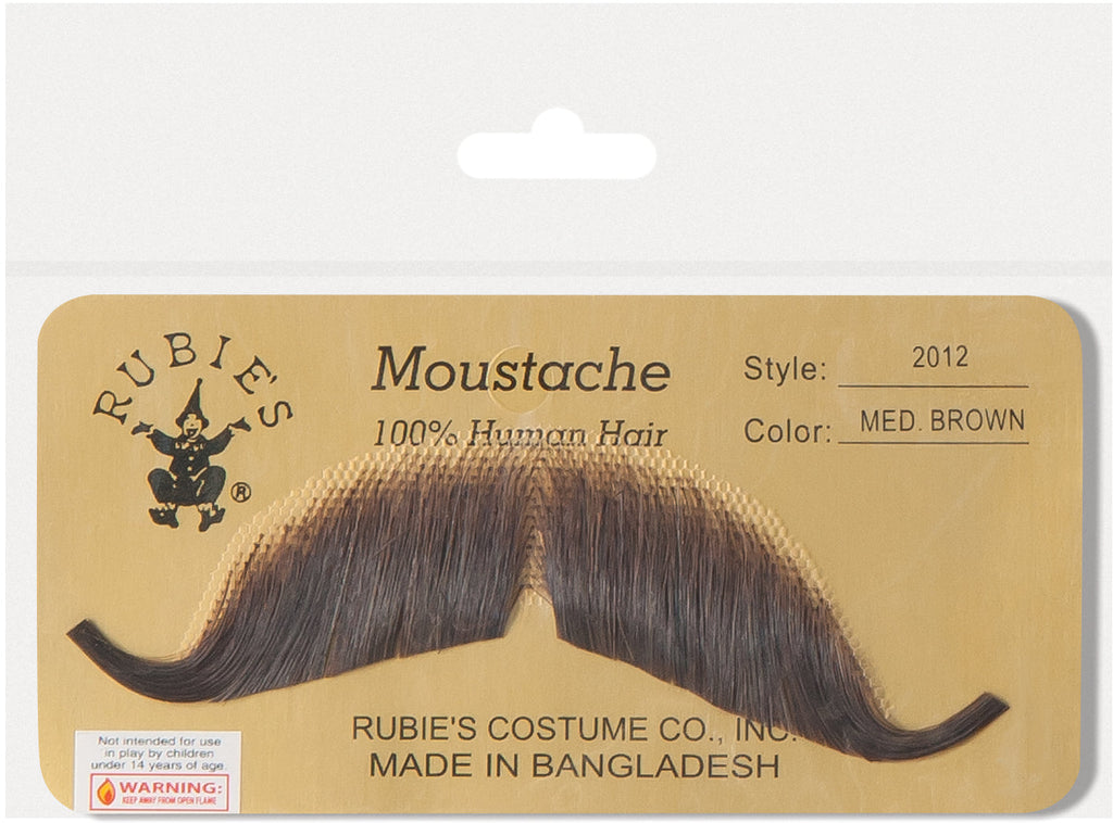 Medium Brown 100% Human Hair European Character Elegant Handlebar Mustache 2012 by HalloweenStore.com