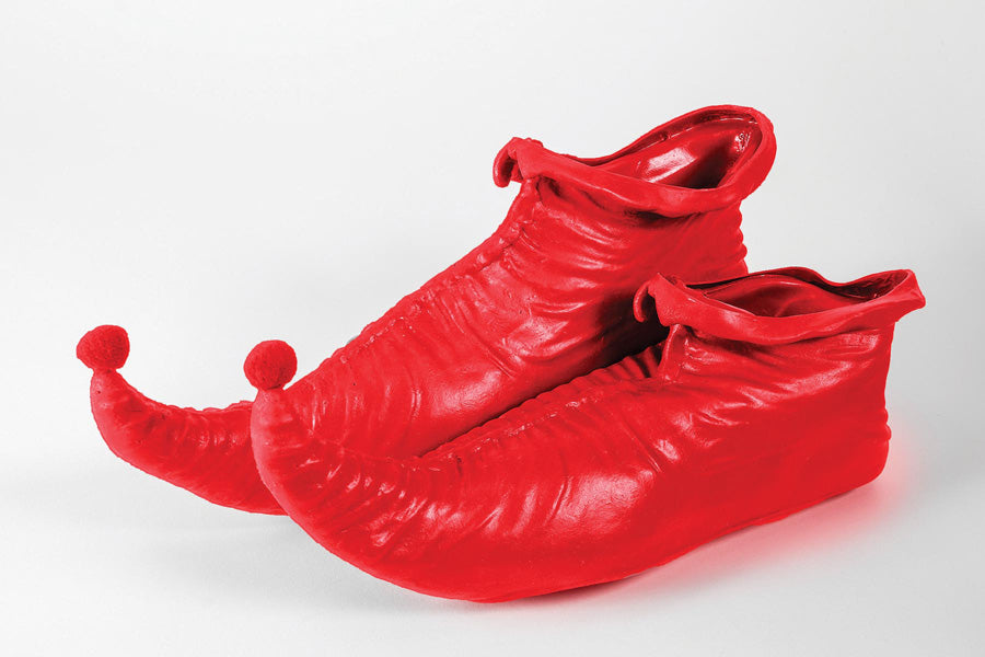 Red PVC Elf Shoes Christmas Costume Accessory by HalloweenStore.com