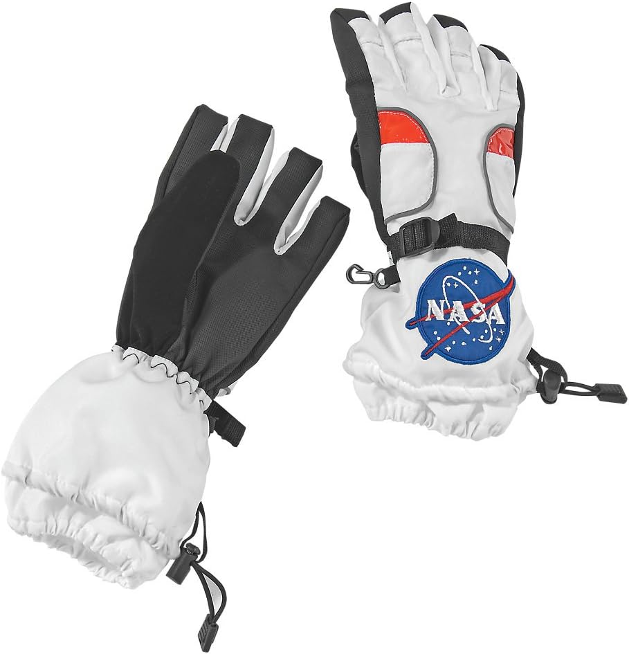 White NASA Astronaut Gloves Boys Large by HalloweenStore.com