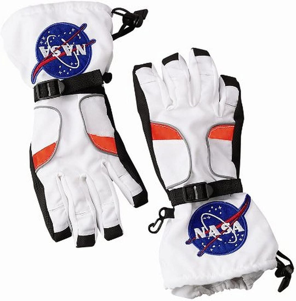 White NASA Astronaut Gloves Boys Large by HalloweenStore.com