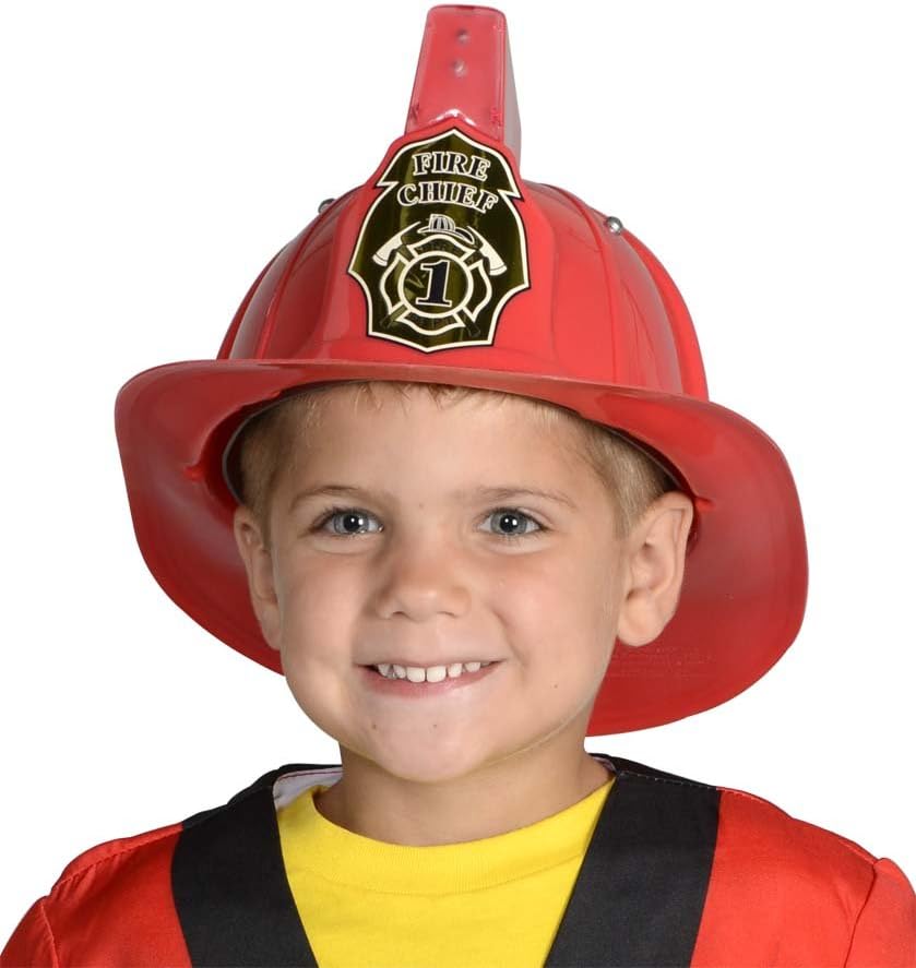 Red Firefighter Helmet with Lights and Sounds Child by HalloweenStore.com