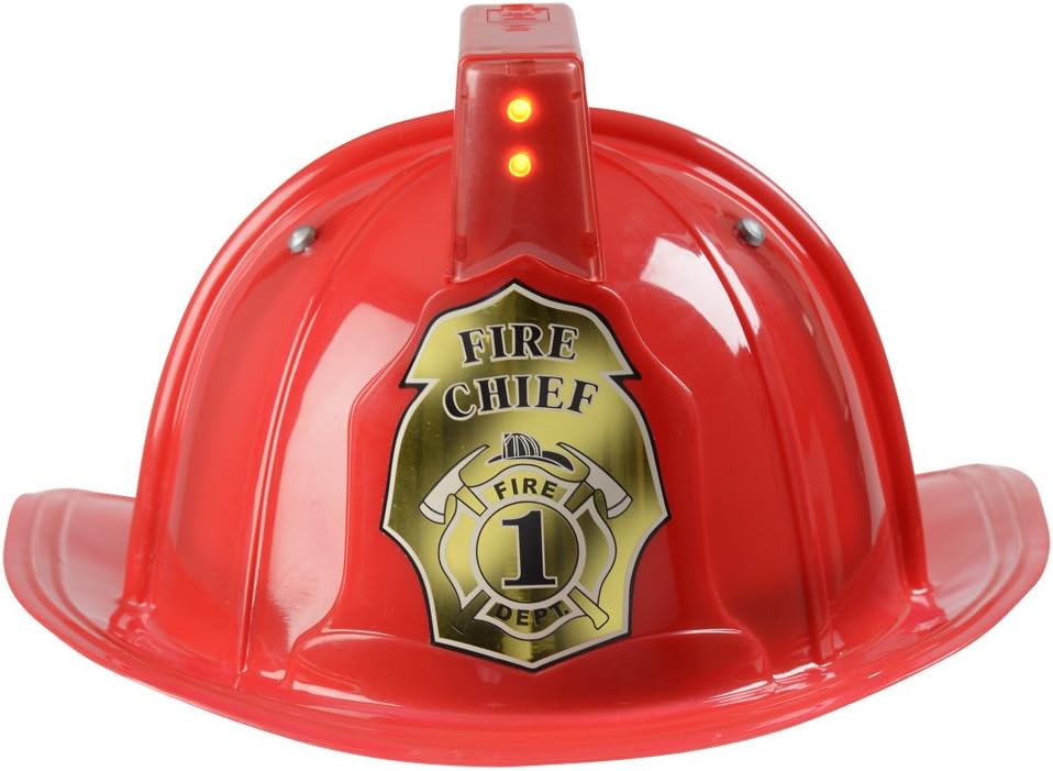Red Firefighter Helmet with Lights and Sounds Child by HalloweenStore.com