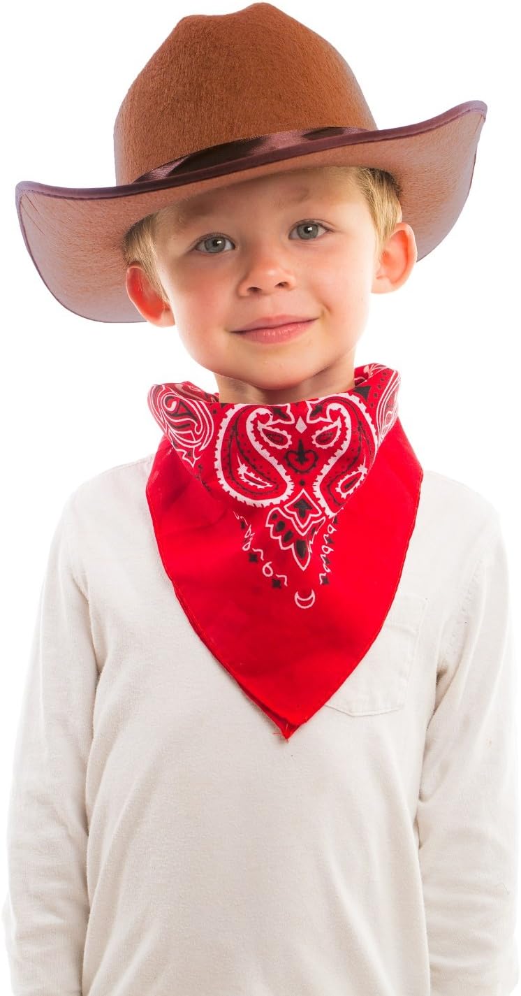 Jr Brown Cowboy Hat with Red Bandana Kids Child Hat by HalloweenStore.com