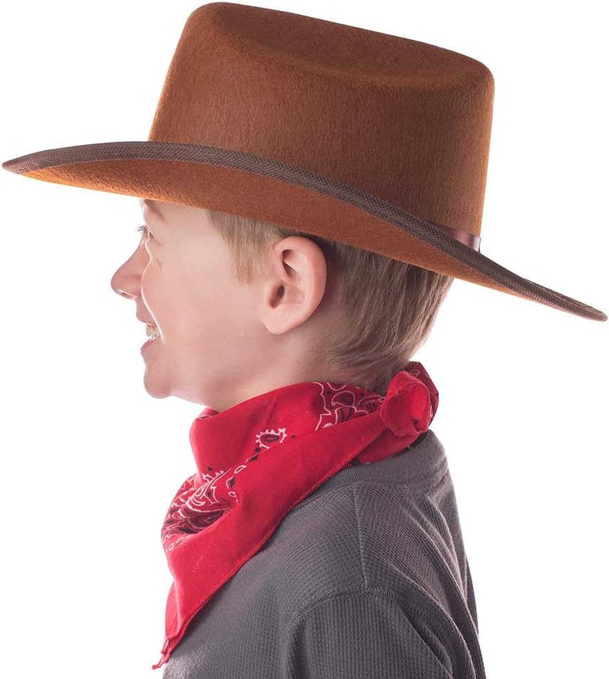 Jr Brown Cowboy Hat with Red Bandana Kids Child Hat by HalloweenStore.com